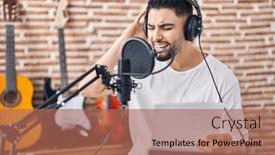  Presentation with arab music - PPT layouts featuring young-arab-man-artist-singing background and a coral colored foreground