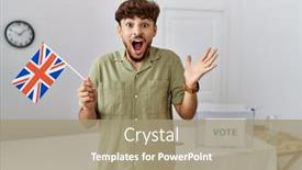  Presentation with political campaign - Slides having young-arab-man-at-political background and a coral colored foreground