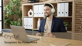  Presentation with arab music - Presentation having young-arab-man-business-worker background and a coral colored foreground