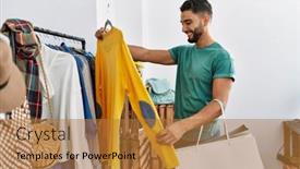  Presentation with arab - Presentation theme with young-arab-man-customer-smiling background and a gold colored foreground