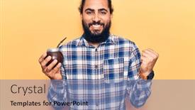  Presentation with infusion - Cool new presentation design with young-arab-man-drinking-mate backdrop and a seafoam green colored foreground