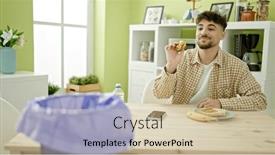 Presentation with bin - PPT theme featuring young-arab-man-having-breakfast background and a soft green colored foreground