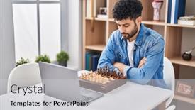  Presentation with arab - Presentation design enhanced with young-arab-man-having-online background and a light gray colored foreground