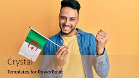  Presentation with arab - Theme consisting of young-arab-man-holding-algeria background and a yellow colored foreground