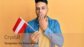  Presentation with arab - Presentation theme featuring young-arab-man-holding-austria background and a yellow colored foreground