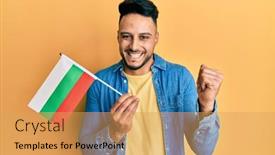  Presentation with bulgarian - Slide deck having young-arab-man-holding-bulgarian background and a yellow colored foreground