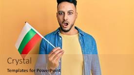  Presentation with bulgarian - Audience pleasing PPT theme consisting of young-arab-man-holding-bulgarian backdrop and a yellow colored foreground