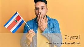  Presentation with costa rica - Slide set enhanced with young-arab-man-holding-costa background and a yellow colored foreground