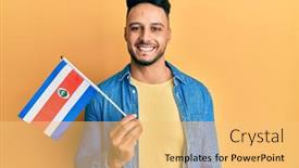  Presentation with costa rica - PPT theme having young-arab-man-holding-costa background and a yellow colored foreground