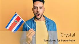  Presentation with costa rica - Colorful PPT theme enhanced with young-arab-man-holding-costa backdrop and a yellow colored foreground