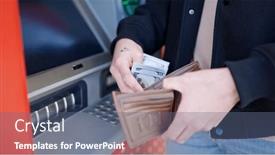  Presentation with bank - Theme having young-arab-man-holding-dollars background and a ocean colored foreground