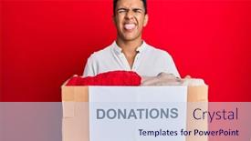  Presentation with donation - PPT layouts enhanced with young-arab-man-holding-donation background and a sky blue colored foreground