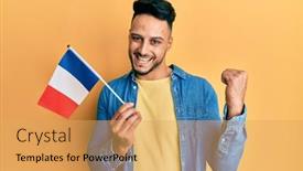  Presentation with france flag - Theme with young-arab-man-holding-france background and a yellow colored foreground