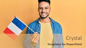  Presentation with france flag - Cool new PPT theme with young-arab-man-holding-france backdrop and a yellow colored foreground