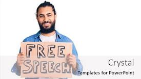  Presentation with free speech - PPT layouts enhanced with young-arab-man-holding-free background and a sky blue colored foreground