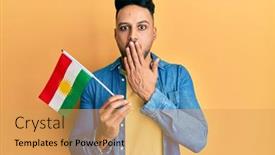  Presentation with arab - PPT theme enhanced with young-arab-man-holding-kurdistan background and a yellow colored foreground
