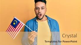  Presentation with malaysia flag - Amazing presentation having young-arab-man-holding-malaysia backdrop and a yellow colored foreground