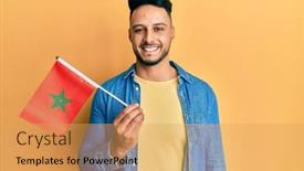  Presentation with confident - Slides consisting of young-arab-man-holding-morocco background and a yellow colored foreground