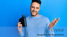  Presentation with motor oil - Cool new PPT theme with young-arab-man-holding-motor backdrop and a teal colored foreground