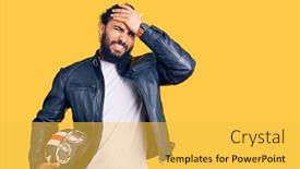  Presentation with motorcycle - PPT theme with young-arab-man-holding-motorcycle background and a yellow colored foreground