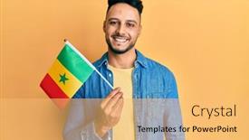  Presentation with senegal flag - Amazing PPT theme having young-arab-man-holding-senegal backdrop and a yellow colored foreground