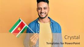  Presentation with arab - PPT layouts featuring young-arab-man-holding-suriname background and a yellow colored foreground