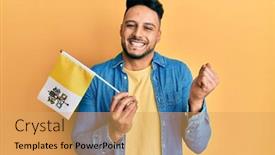  Presentation with vatican - Slide deck enhanced with young-arab-man-holding-vatican background and a yellow colored foreground