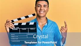  Presentation with video - Amazing slide set having young-arab-man-holding-video backdrop and a teal colored foreground