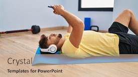  Presentation with arab music - PPT theme enhanced with young-arab-man-listening background and a soft green colored foreground