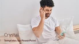  Presentation with arab music - PPT layouts with young-arab-man-listening background and a soft green colored foreground