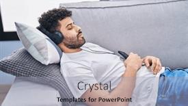  Presentation with arab music - Presentation theme having young-arab-man-listening background and a light gray colored foreground