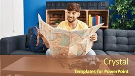  Presentation with city map - Slide deck consisting of young-arab-man-looking-city background and a red colored foreground