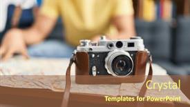  Presentation with city map - PPT theme with young-arab-man-looking-city background and a tawny brown colored foreground
