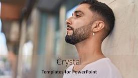  Presentation with arabic music arab man playing - Presentation theme having young-arab-man-looking background and a coral colored foreground