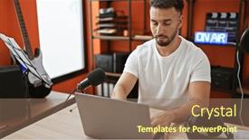  Presentation with arab - Slides with young-arab-man-musical-reporter and a coral colored foreground