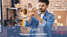  Presentation with arab music - Presentation design enhanced with young-arab-man-musician-playing background and a ocean colored foreground