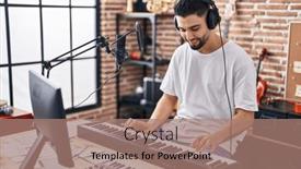  Presentation with arab music - PPT theme featuring young-arab-man-musician-playing background and a coral colored foreground