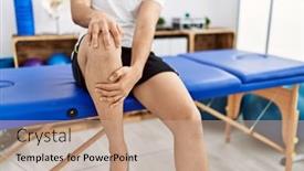  Presentation with rehab clinic - PPT layouts with young-arab-man-patient-doing background and a coral colored foreground