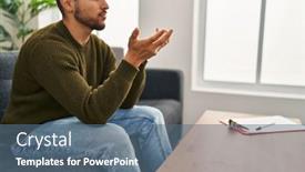  Presentation with mental - PPT layouts enhanced with young-arab-man-patient-having background and a ocean colored foreground