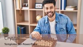  Presentation with chess - Theme enhanced with young-arab-man-playing-chess background and a  colored foreground