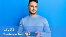  Presentation with controller - Slide deck enhanced with young-arab-man-playing-video background and a teal colored foreground