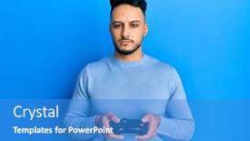  Presentation with video game - Presentation theme enhanced with young-arab-man-playing-video background and a teal colored foreground