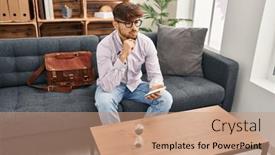  Presentation with psychology - Slide deck with young-arab-man-psychologist-having and a coral colored foreground