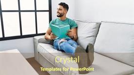  Presentation with book - PPT layouts with young-arab-man-reading-book background and a coral colored foreground