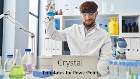  Presentation with liquid - Presentation design with young-arab-man-scientist-using background and a light gray colored foreground