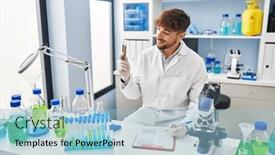  Presentation with lentils - Slides consisting of young-arab-man-scientist-write background and a light blue colored foreground