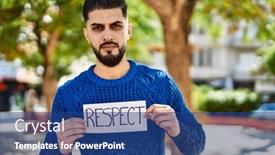  Presentation with respect - Presentation featuring young-arab-man-serious-holding background and a ocean colored foreground