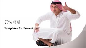  Presentation with arab - Amazing presentation theme having young-arab-man-sitting-isolated backdrop and a white colored foreground