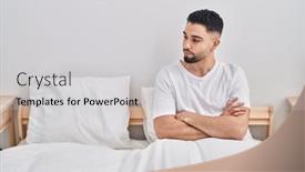  Presentation with bed - Presentation design with young-arab-man-sitting background and a light gray colored foreground