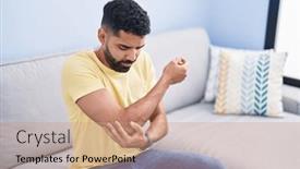  Presentation with arab - Slide deck enhanced with young-arab-man-sitting and a coral colored foreground